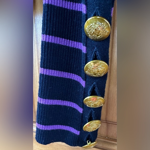 A.L.C. Womens Button Detail Striped Shirt Turtleneck Sweater - Picture 5 of 5